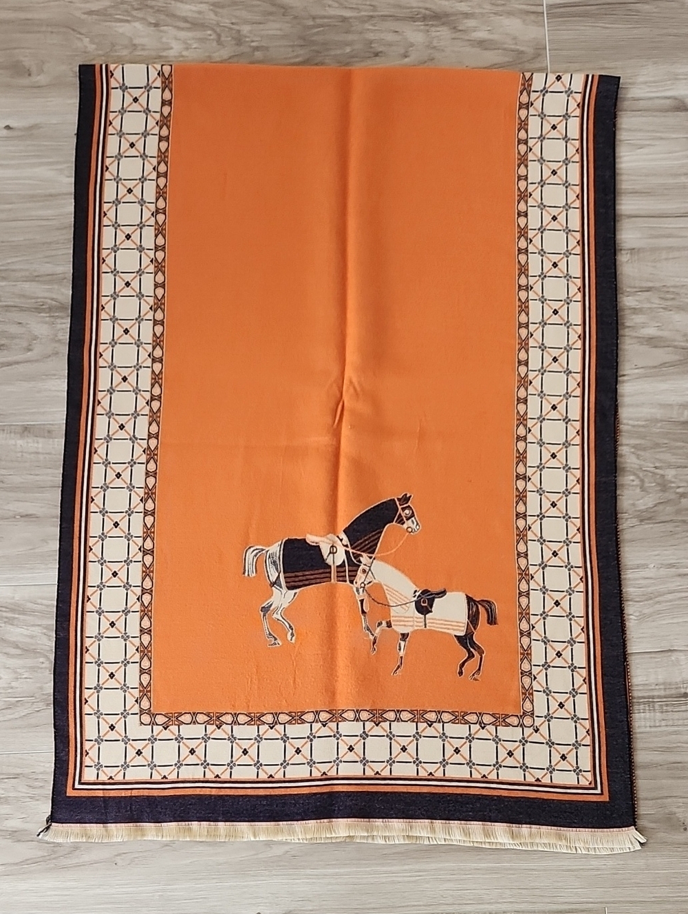 Large Long Orange Thick Equestrian Wrap Scarf